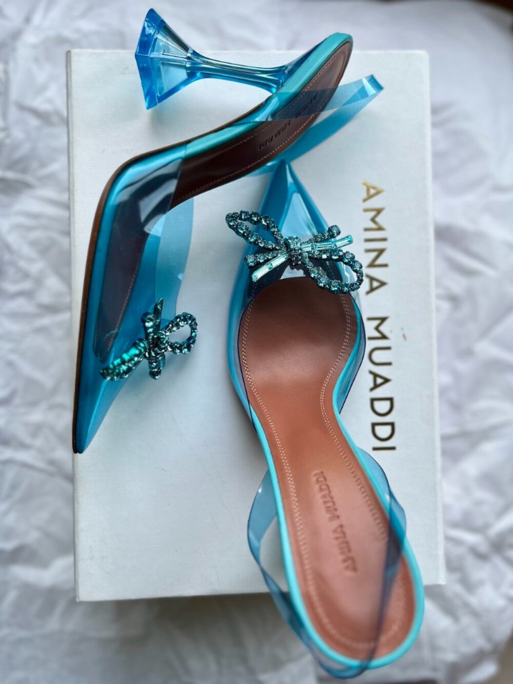 Amina Muaddi Rosie Glass Slingback Pumps (US 6.5/EU 37)